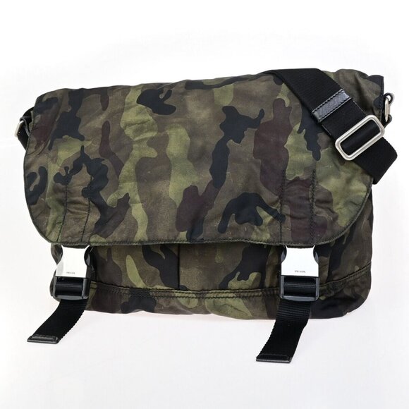 PRADA Tessuto Crossbody Camouflage Shoulder Bag Nylon Leather GN SHW 77YG559 - Picture 1 of 16
